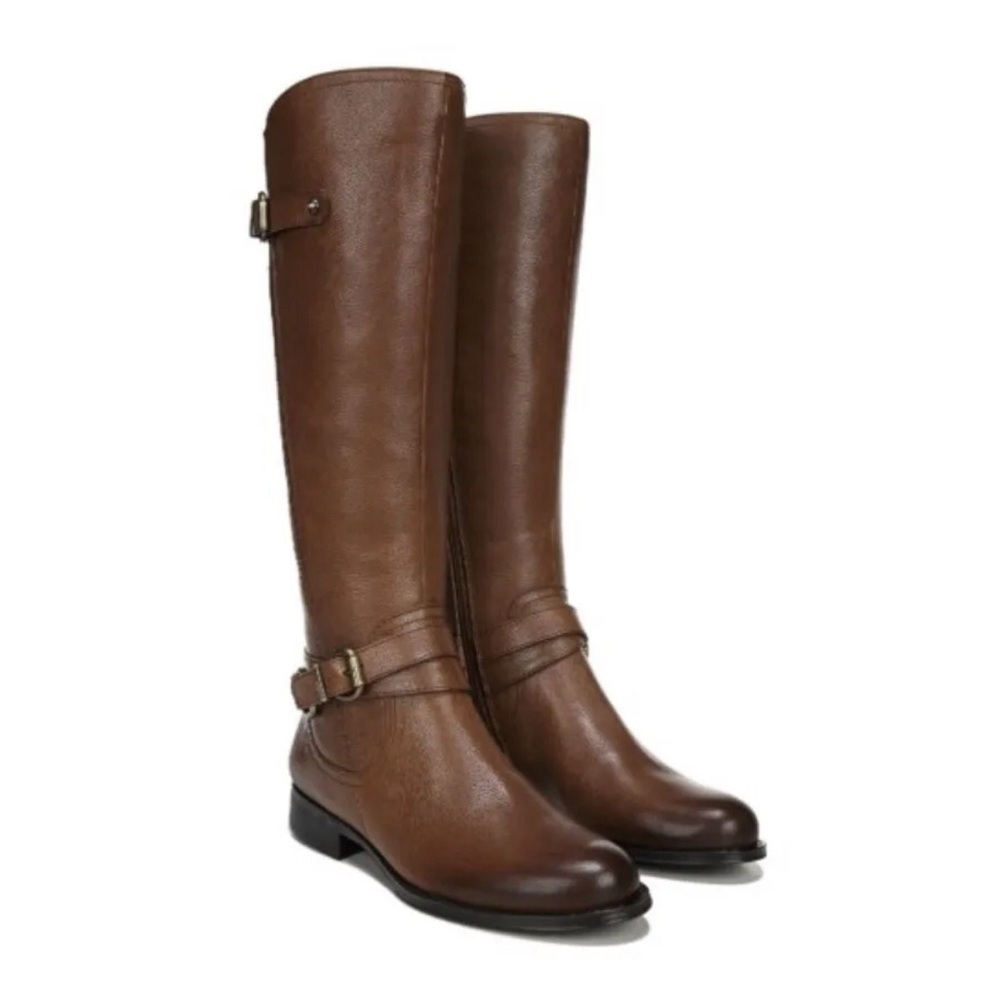 Naturalizer $200 Women's June Leather Knee High Riding Boot Brown Size 6 New